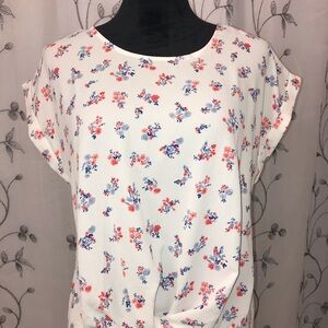 Pink Rose White and Red Blouse Elegant Top